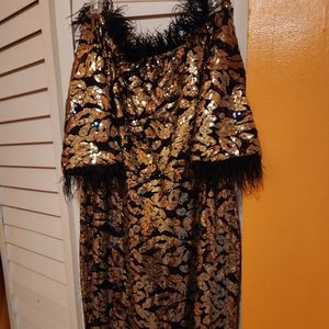 Plus size off shoulder sequin mermaid dress